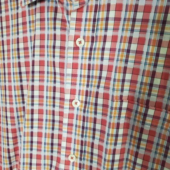 Bugatchi Uomo Dress Shirt Mens Large Tall Multicolor Check Flip Cuff Classic Fit - Picture 2 of 8